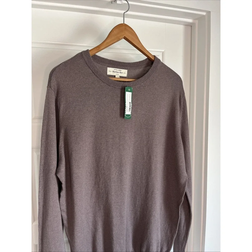 Hawker Rye Premium Quality Cotton Cashmere Pullover Sweater Men's L Brown New
